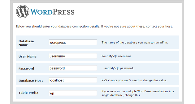 WordPress Install Stage 2